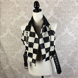 Vintage 🕰 Leather Checkered Vest